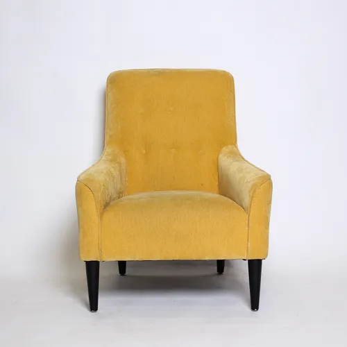 Yellow Velvet Fabric Lounge Chair