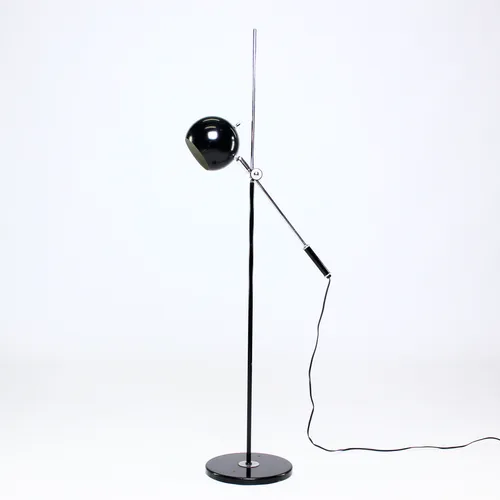 Black Metal & Chrome MidMod Floor Lamp