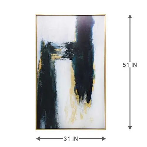 Blue, White,Gold Framed Abstract Wall art -artwork- 31