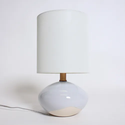 White And Blue Ceramic Lamp w/ Shade