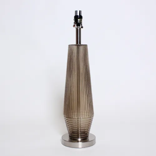 Smoked Glass Modern Lamp, Silver Base