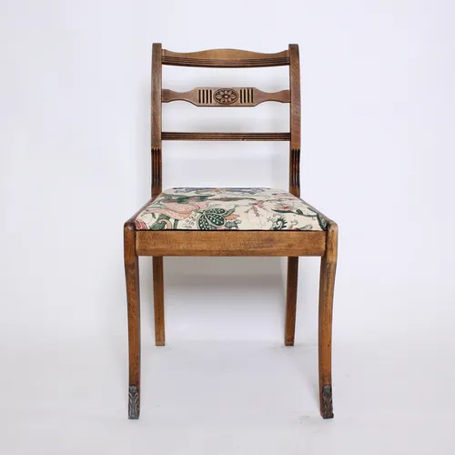 Vintage Wood Chair, Floral Seat