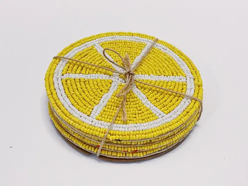 Lemon Chaquira Coasters (4)