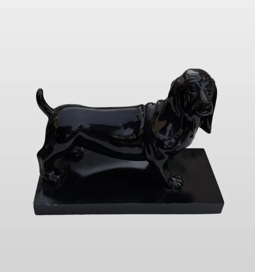 Regal Ceramic Dachshund Hound Dog Black Figurine Statue Decor