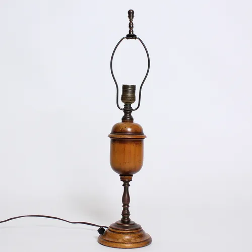 Wooden Lamp w/ Bronze Metal