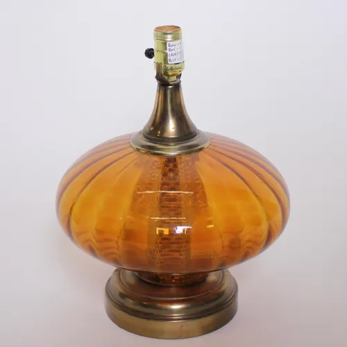 Amber Glass Lamp with Metal Base