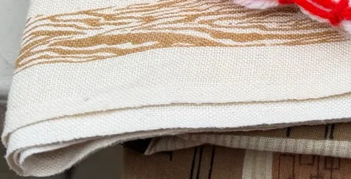 Natural woven vintage runner with MCM motif print