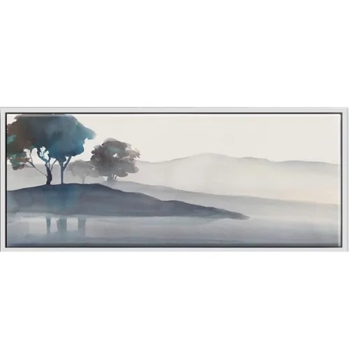 Med/lg Blue/gray/white Framed watercolor wall art - artwork- 16