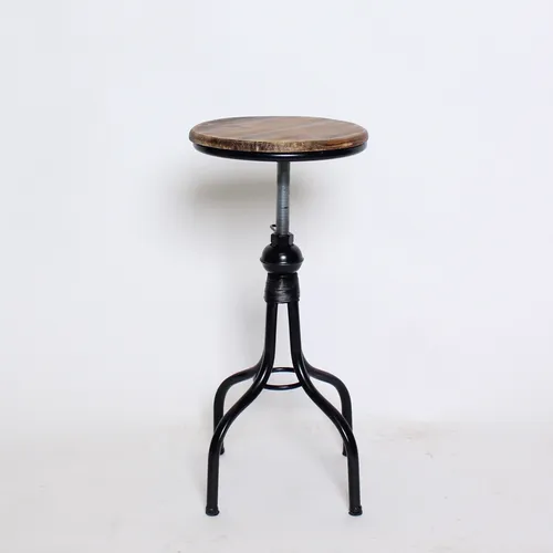 Black Wood and Metal Stool