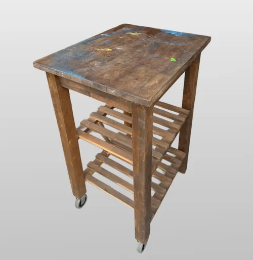 Wood Artist's rolling cart - lived in