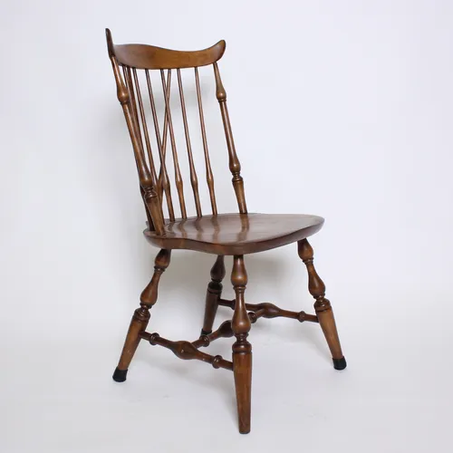 Vintage Colonial Fiddleback Wood Chair 