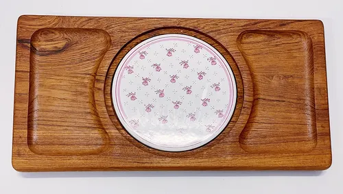 Wood and Ceramic Vintage Cheese Board