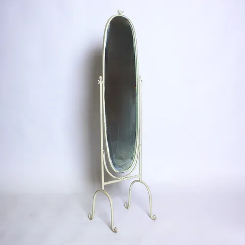 Cream Metal Cheval Mirror