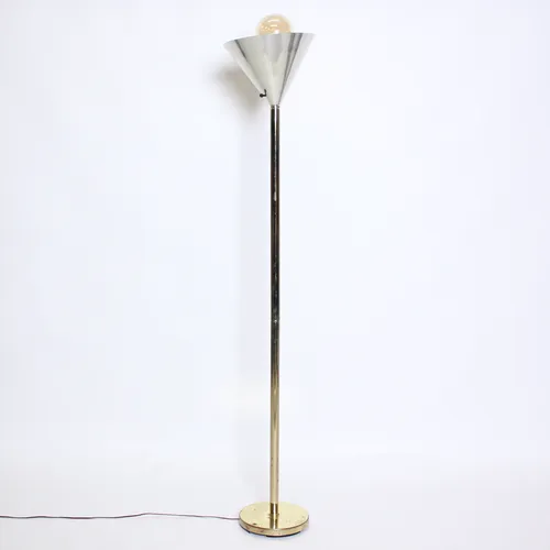 Gold and Silver Metal 80's Modern Floor Lamp