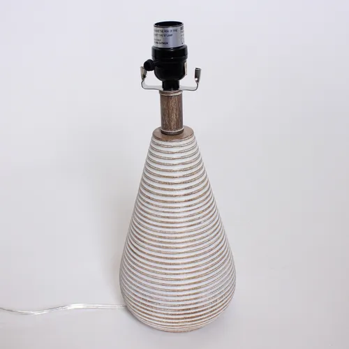 White Wooden Lamp w/ Stripe