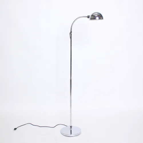 Chrome Metal Medical Gooseneck Floor Lamp 