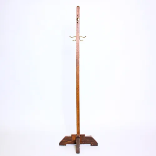 Brown Wood Vintage Coat Rack Stand