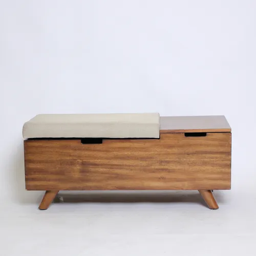 Brown Wood Storage Bench 