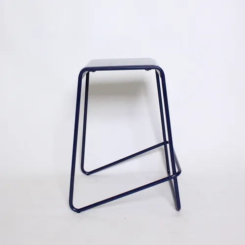 Blue Wood Counter Height Stool, Metal Frame