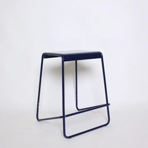 Blue Wood Counter Height Stool, Metal Frame