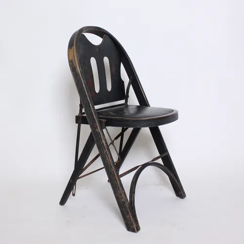 Black Wood and Metal Folding Chair