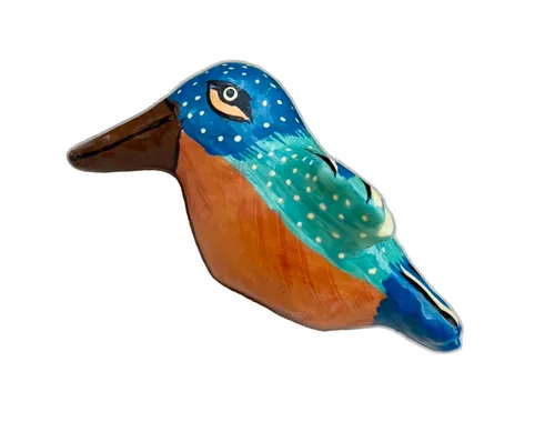 Hand Carved and Painted Wooden Kingfisher bird figurine