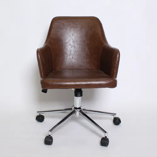 Brown Pleather Rolling Office Chair 