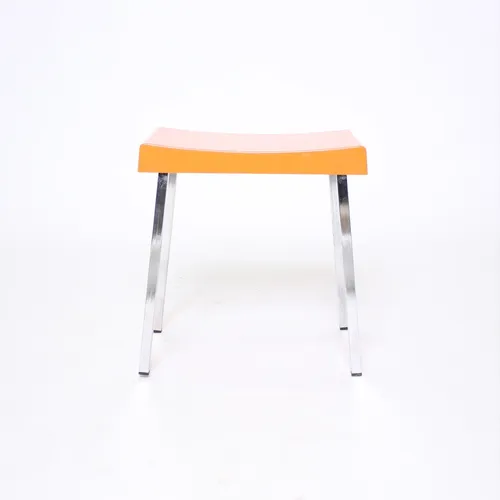 Orange Plastic and Chrome Mid Mod Stool