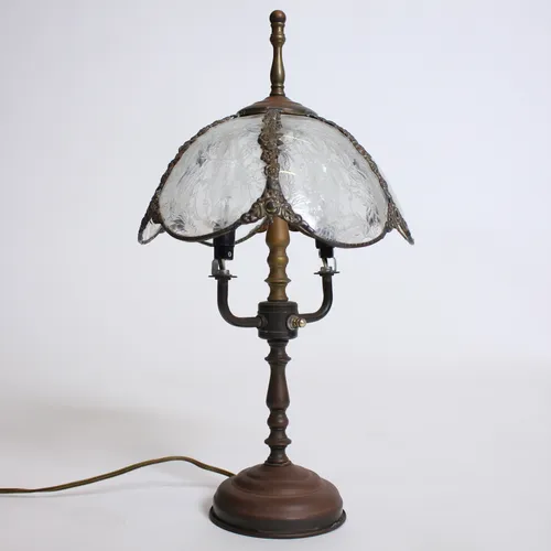 Bronze Lamp w/ Glass Shade 