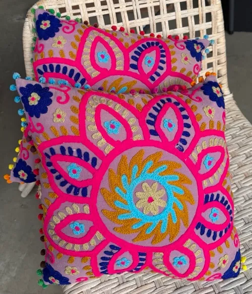 Pink/Purple Colorful embroidered pillow