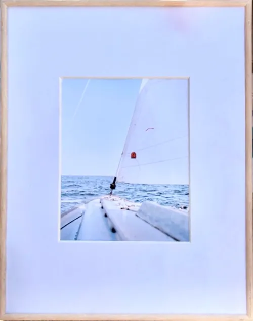 Med Light Wood Framed Wall Art/Artwork Sailboat Photo
