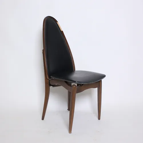 Foldable Black Vinyl Wood Chair, wood frame