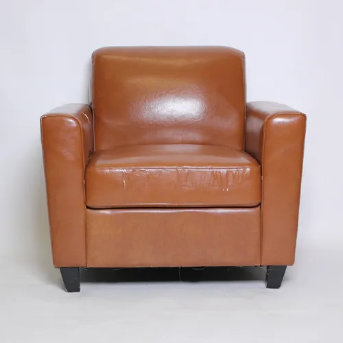 Large Brown Pleather Lounge Chair 