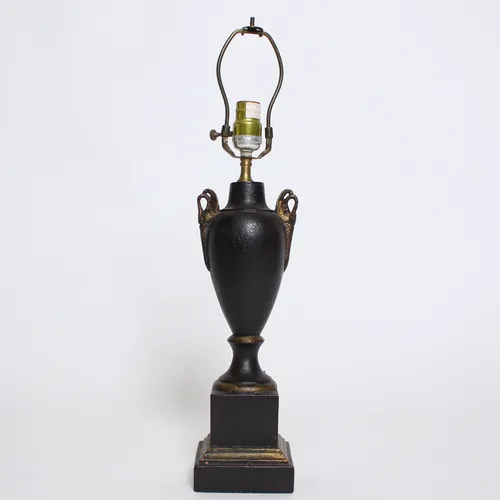 Aged Bronze & Gold Wooden Lamp