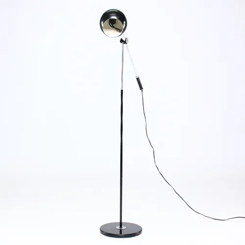 Black Metal & Chrome MidMod Floor Lamp
