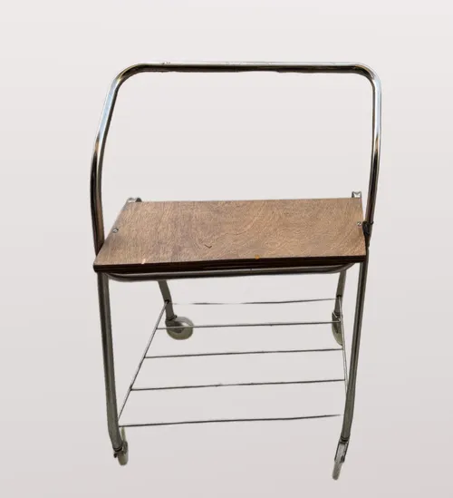 Vintage Metal & wood TV rolling cart 