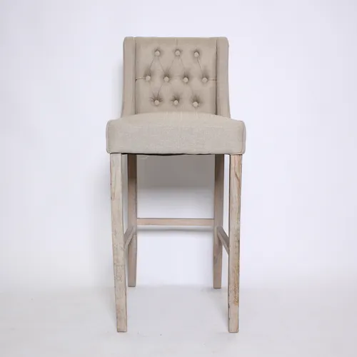 Beige Upholstered Stool