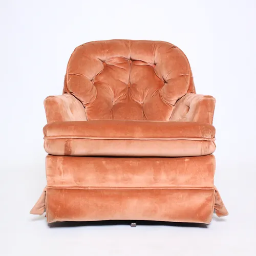 Pink Salmon Vintage Velvet Upholstered Chair