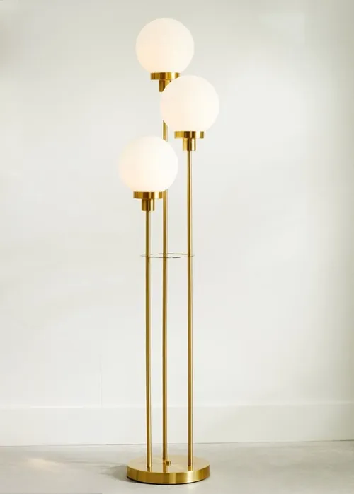 Modern Brass base, Frosted Glass Globe Floor Lamp
