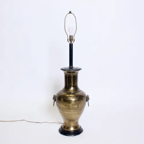 Brass Metal Floor Lamp w/ Lion Handles