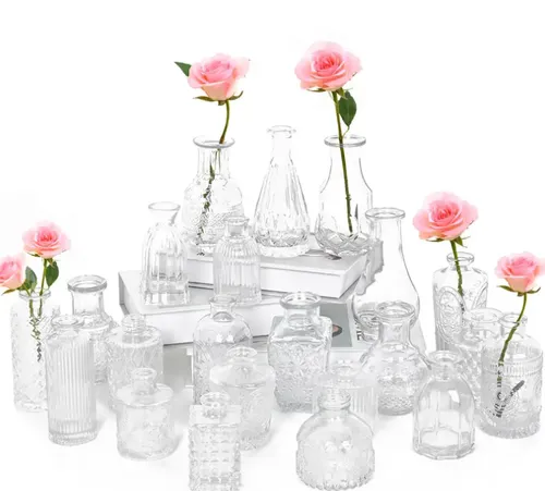 Vintage glass bud vases