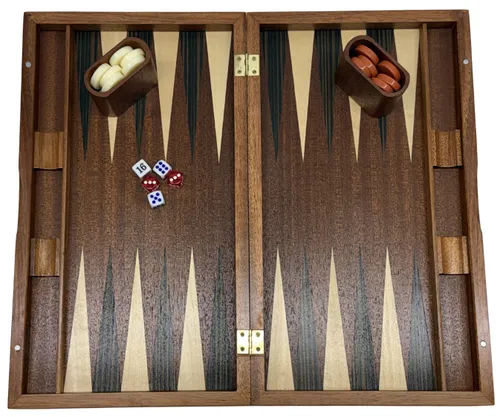 Portable Wooden Starburst Inlayed Backgammon Set