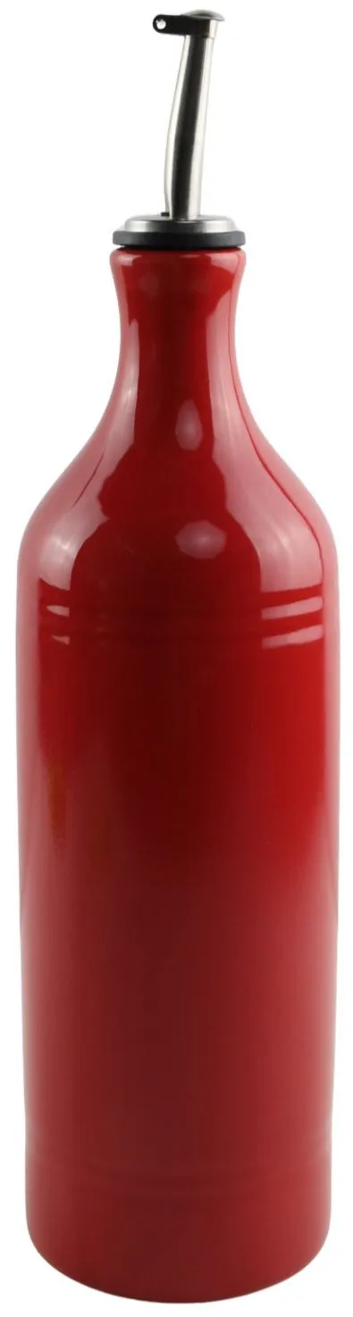 Large Red Ceramic Oil Bottle