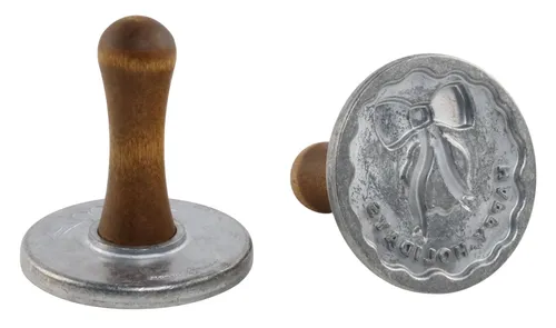 Wood & Metal Christmas Happy Holidays Cookie Stamp