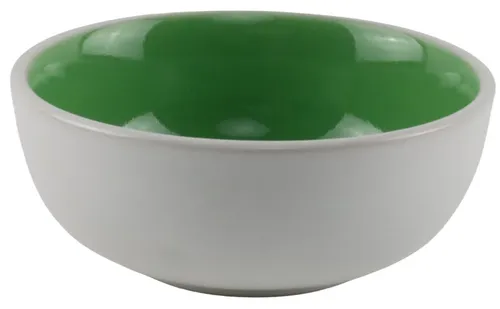 White Small Bowl With Green Interior