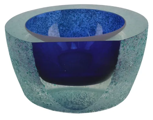 Thick Blue Glass Decorative Bowl