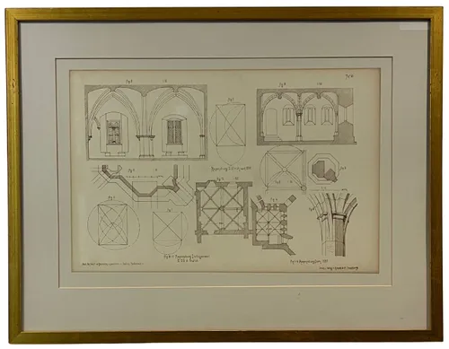 Architectural Illustration III In Gold Frame 