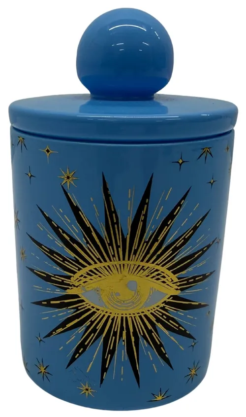 Blue Seeing Eye Jar Candle With Lid