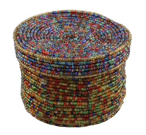 Multicolour Beaded Box With Lid