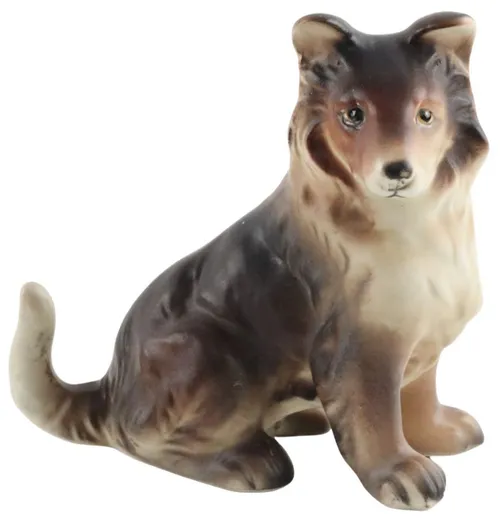 Brown Ceramic Collie Dog Figurine
